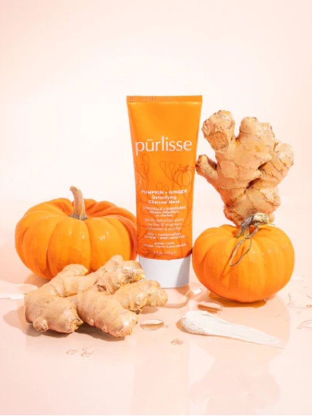 purlisse Pumpkin + Ginger Detoxifying Charcoal Mask - Bright Orange Tube
